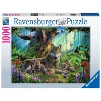 Ravensburger puzzel 1000 stukjes Familie wolf in het bos